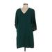 Anna Cate Casual Dress - Mini V Neck 3/4 sleeves: Green Solid Dresses - Women's Size Medium