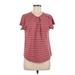 Old Navy Short Sleeve Henley Shirt: Burgundy Print Tops - Women's Size Medium