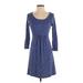 Boden Casual Dress - A-Line Scoop Neck 3/4 sleeves: Blue Dresses - Women's Size 4