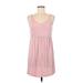Soma Casual Dress - Mini V Neck Sleeveless: Pink Print Dresses - Women's Size Medium