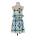 Jack by BB Dakota Casual Dress - Popover: Blue Acid Wash Print Dresses - Women's Size Medium