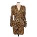 BA&SH Casual Dress - Wrap: Brown Leopard Print Dresses - Women's Size Large