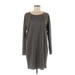 Max Studio Casual Dress - Sweater Dress Scoop Neck 3/4 sleeves: Gray Color Block Dresses - Women's Size Medium