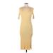 Banana Republic Casual Dress - Midi V Neck Short sleeves: Yellow Print Dresses - Women's Size Medium Tall