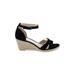 Nine West Wedges: Black Print Shoes - Women's Size 10 1/2 - Open Toe