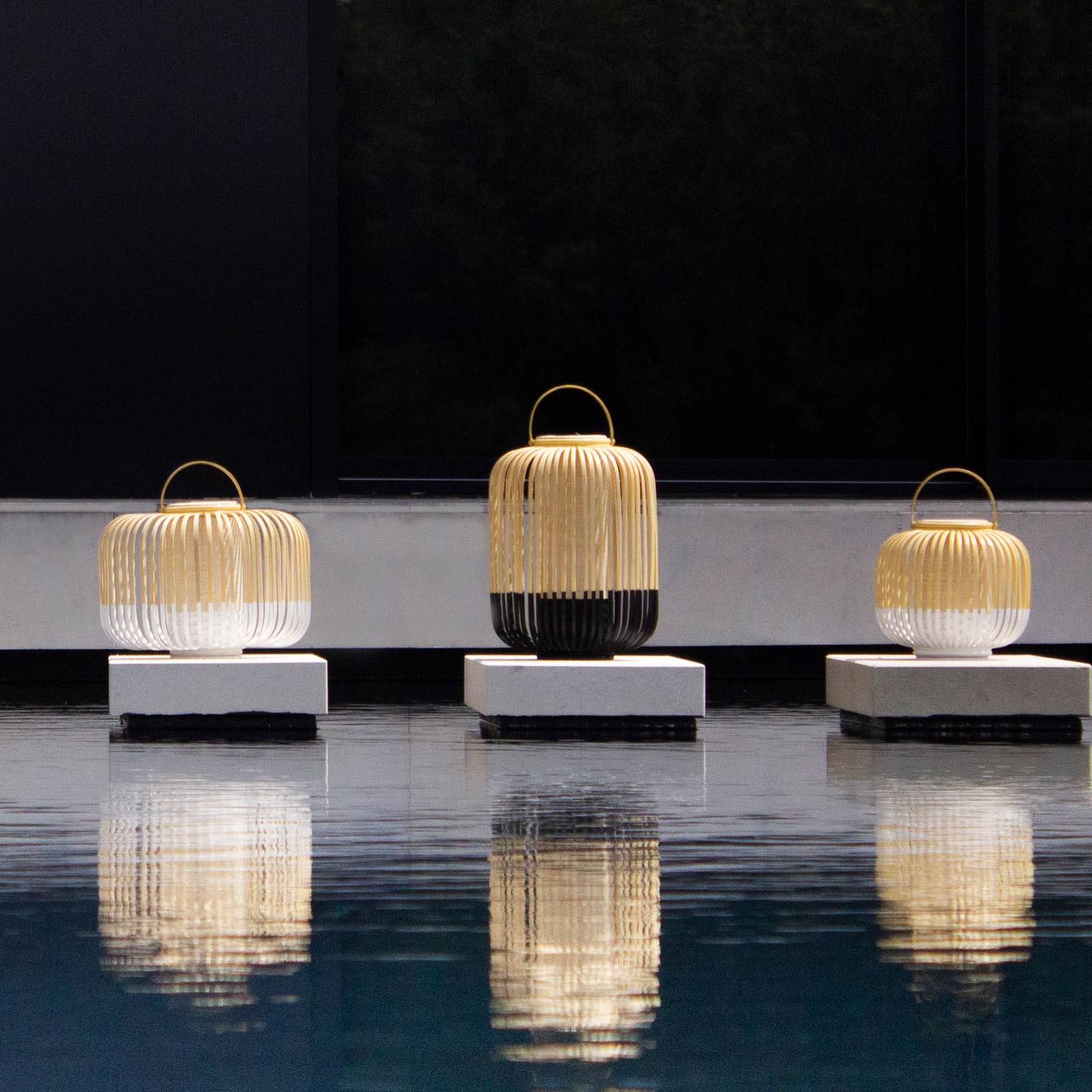 Forestier Tischlampe Take A Way M, dimmbar, schwarz, Bambus, Design, Tischlampe