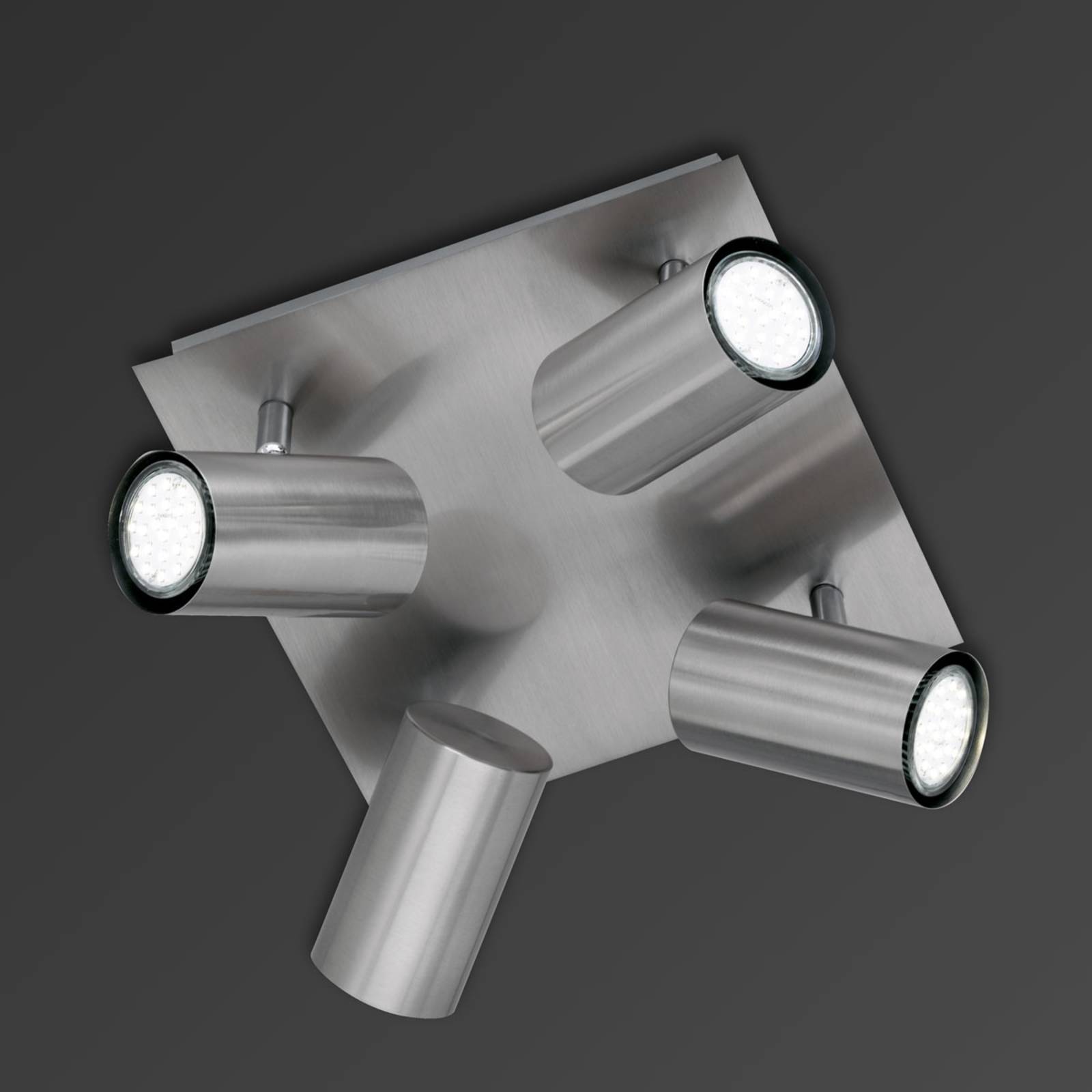 Trio Lighting Vierflammiger Deckenstrahler Dora DORA, dimmbar, alu / grau / zink, für Wohn- / Esszimmer, Metall, Modern, Strahler