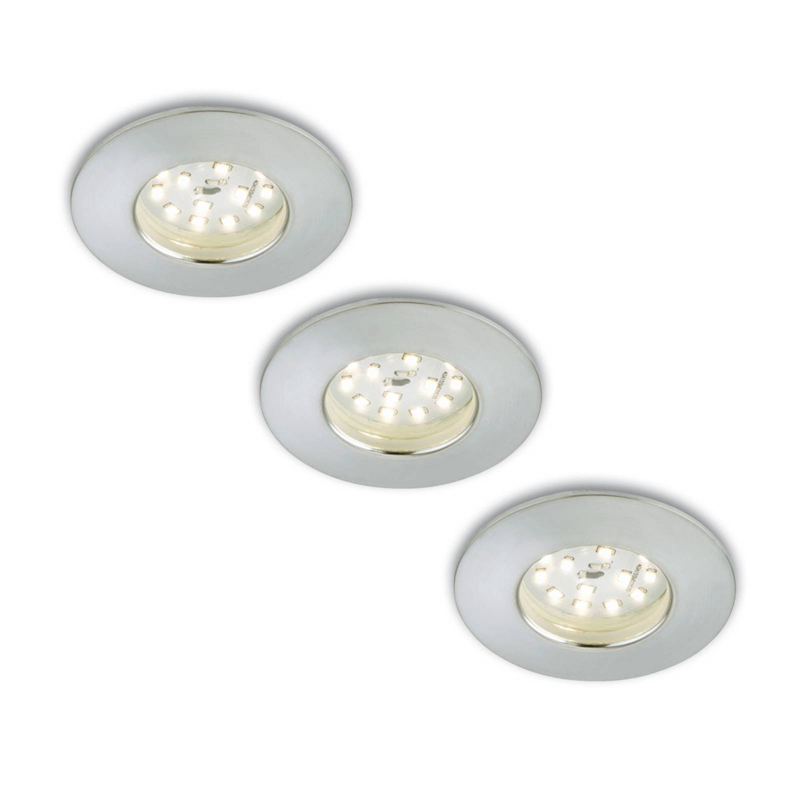 Briloner 3er Set LED-Einbaustrahler Nikas IP44 alu NIKAS, alu / grau / zink, für Wohn- / Esszimmer, Kunststoff, Modern