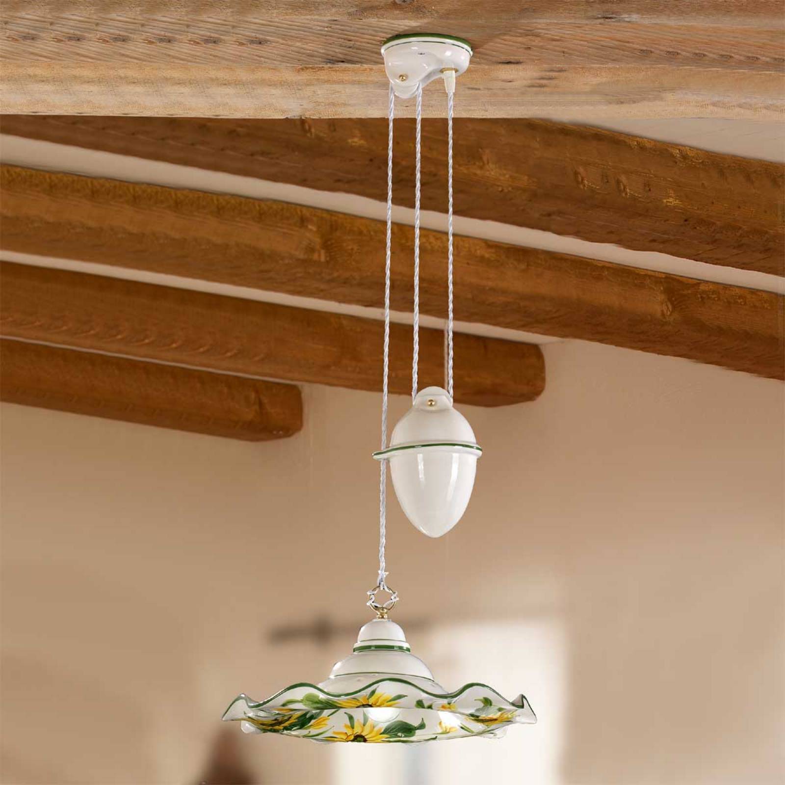 Ceramiche Hängelampe GIRASOLA, dimmbar, Multicolour, für Wohn- / Esszimmer, Keramik, Landhaus / Rustikal, Pendelleuchte