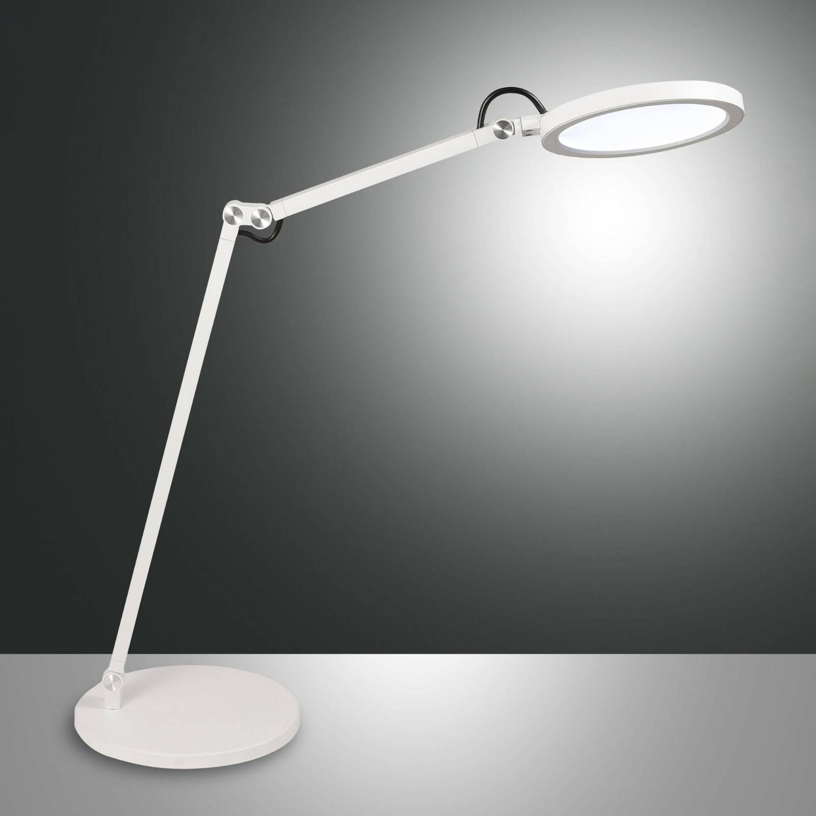 Fabas Luce LED Schreibtischlampe Regina, dimmbar, weiß / opal, für Arbeitszimmer / Büro, Metall, Modern, LED Tischlampe