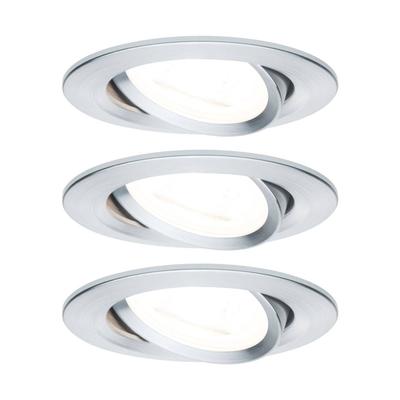 Paulmann 3er Spot Nova rund schwenk/dimmbar, Alu Nova, dimmbar, alu / grau / zink, für Flurbereich, Aluminium, Modern, Einbaustrahler Image