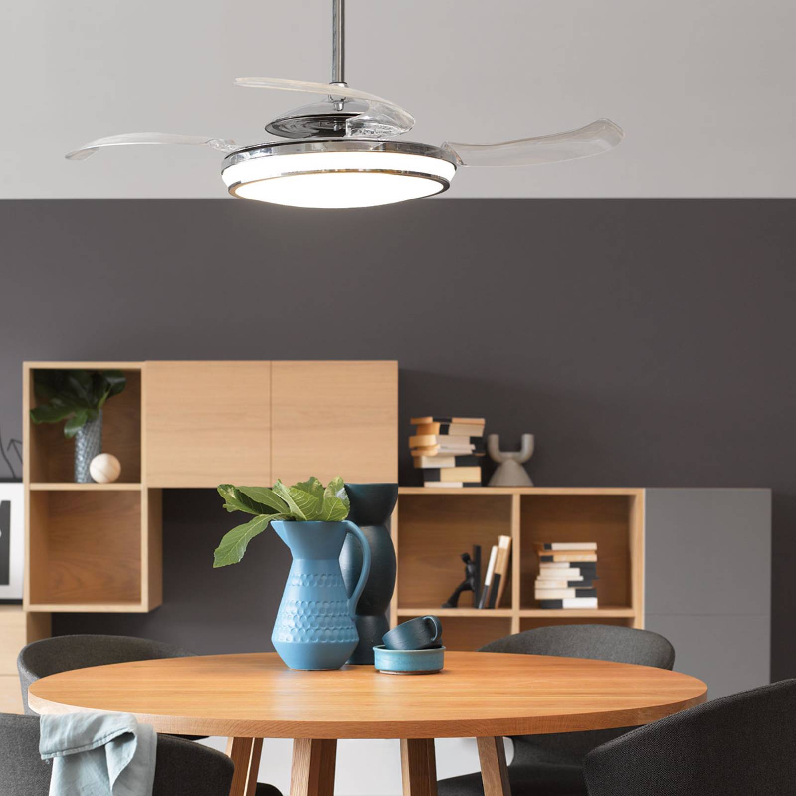 Beacon Lighting LED-Deckenventilator Fanaway Evo 1, leise, 121 cm 1 LED, dimmbar, klar / transparent, für Wohn- / Esszimmer, Kunststoff, Design