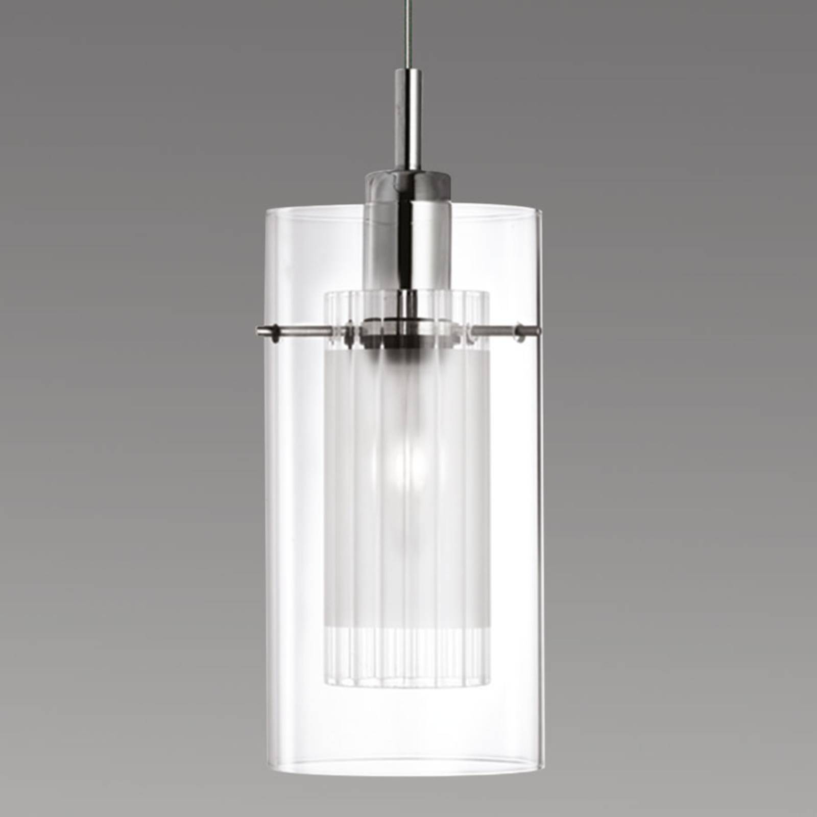 Searchlight Glas Hängelampe Duo, dimmbar, klar / transparent, für Wohn- / Esszimmer, Glas, Modern, Pendelleuchte