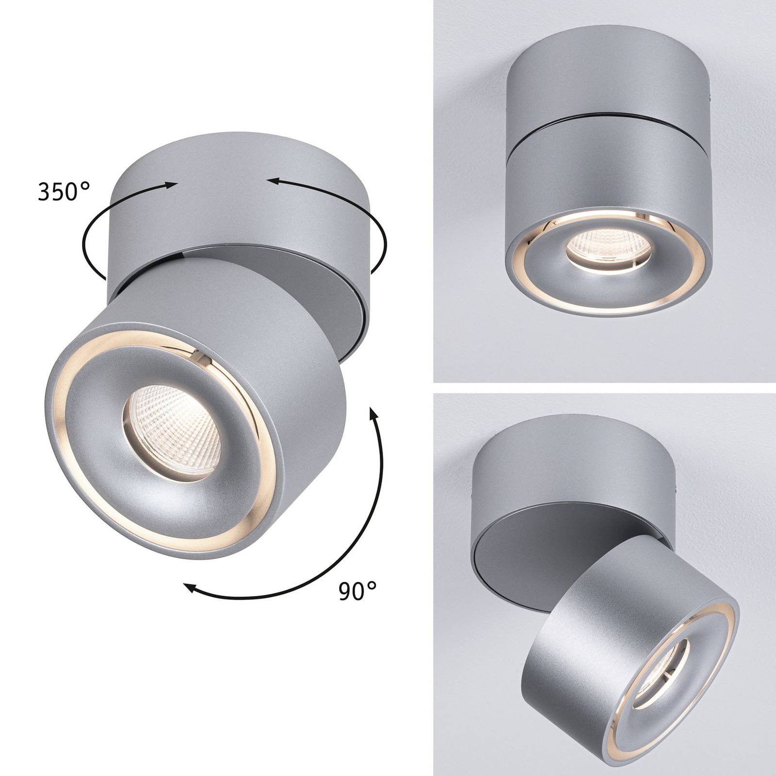 Paulmann Spircle LED-Aufbaustrahler chrom matt, alu / grau / zink, für Wohn- / Esszimmer, Aluminium, Modern, LED Deckenlampe