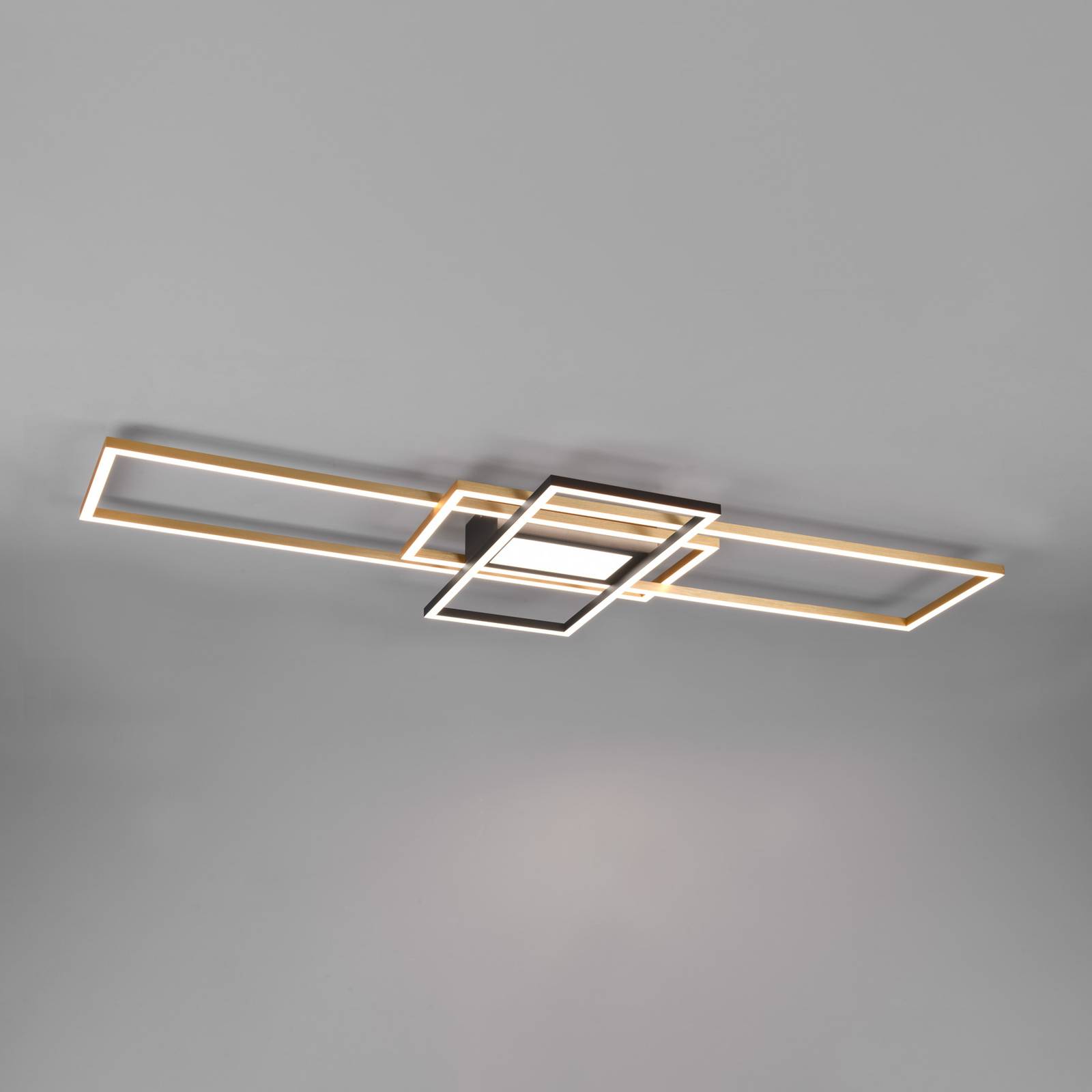 Trio Lighting LED Deckenlampe Irvine, dimmbar, messing / gold, für Wohn- / Esszimmer, Metall, Modern, LED Deckenleuchte