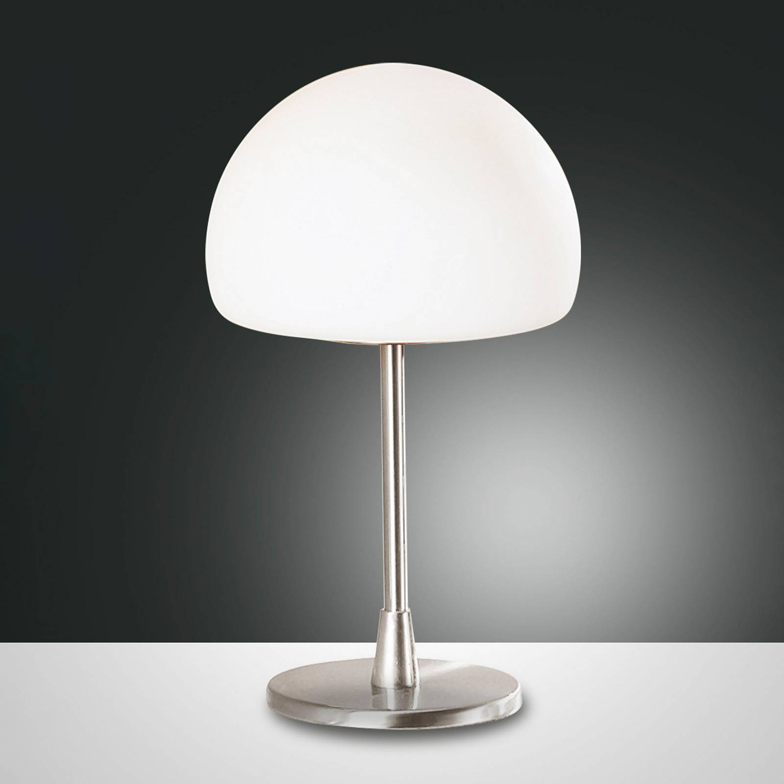 Fabas Luce Tischlampe Gaia, dimmbar, chrom / silber, für Schlafzimmer, Glas, Modern, Tischlampe