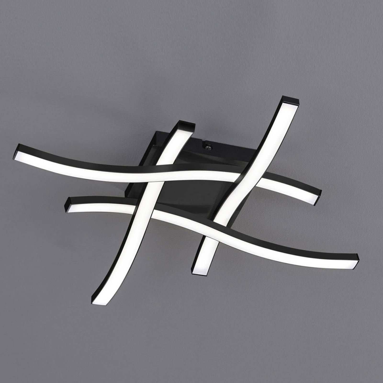 Reality Leuchten LED Deckenlampe Route, schwarz, für Wohn- / Esszimmer, Metall, Modern, LED Deckenleuchte