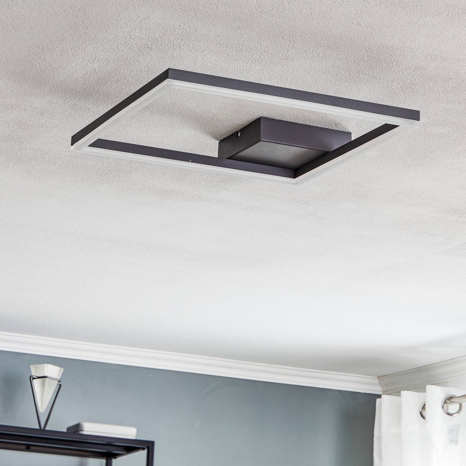 Fabas Luce LED Deckenlampe Bard, dimmbar, schwarz, für Wohn- / Esszimmer, Metall, Modern, LED Deckenleuchte