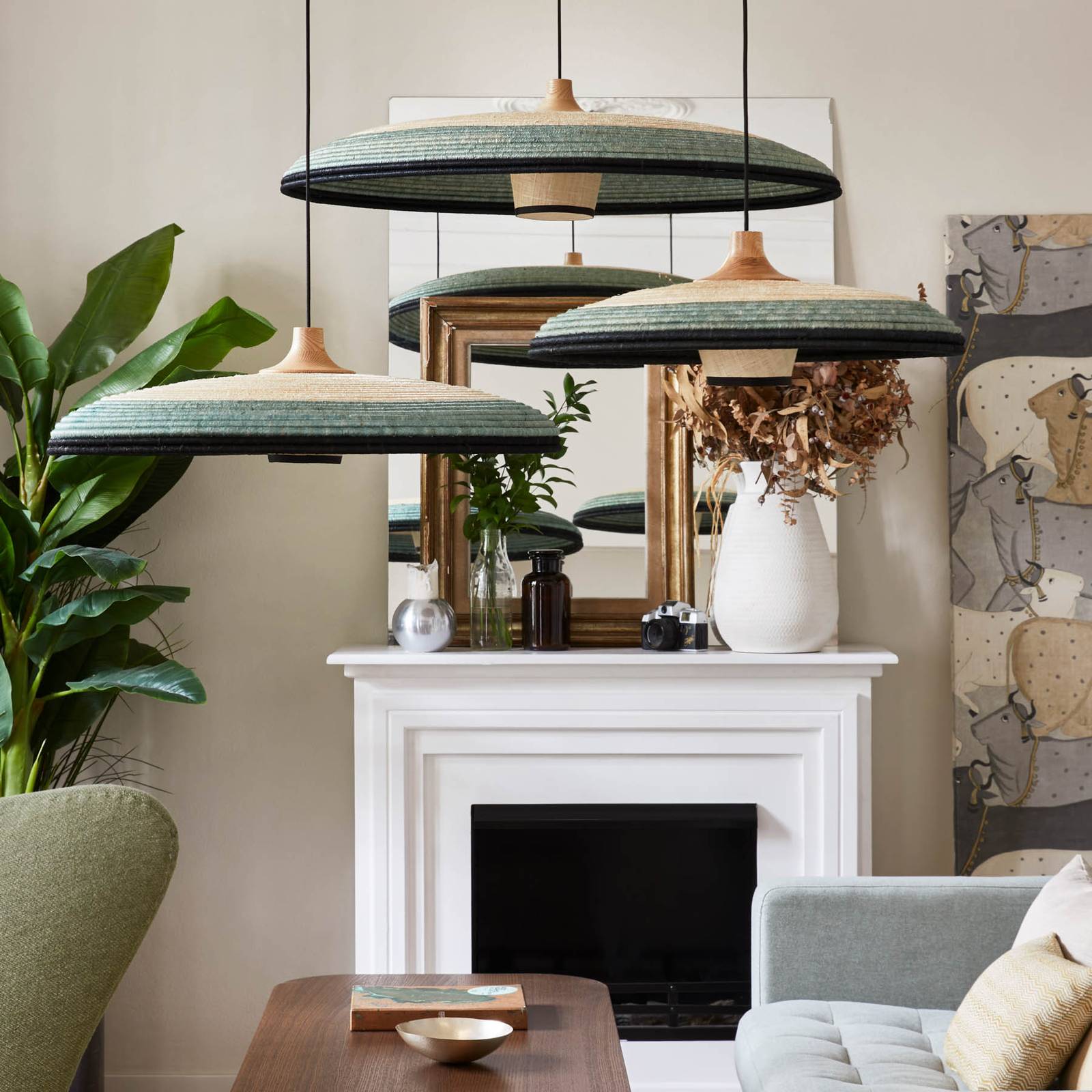 Forestier Design Hängelampe Grass M, dimmbar, blau, für Wohn- / Esszimmer, Design, Pendelleuchte