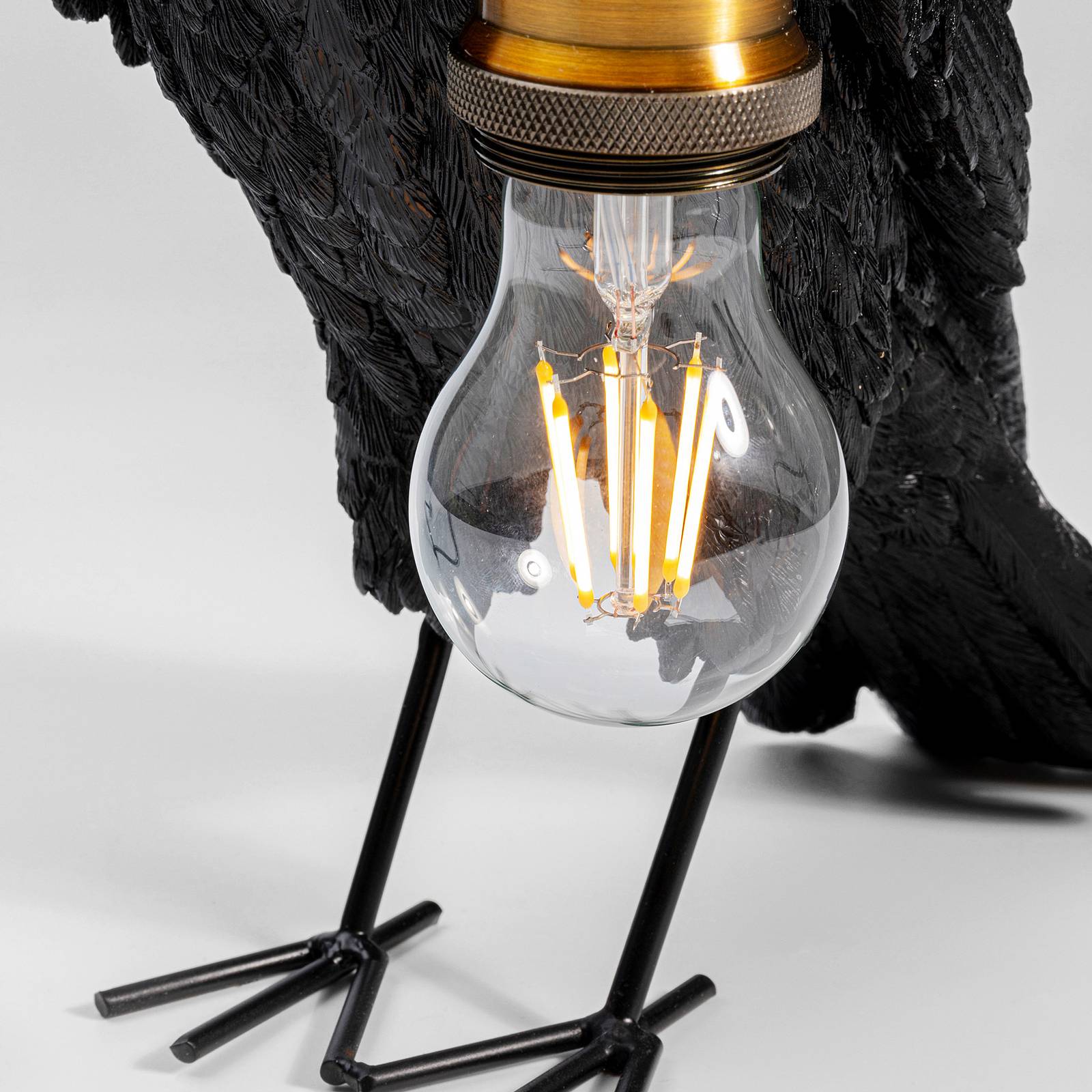 KARE Tischlampe Animal Crow, schwarz, für Wohn- / Esszimmer, Kunststoff, Tischlampe