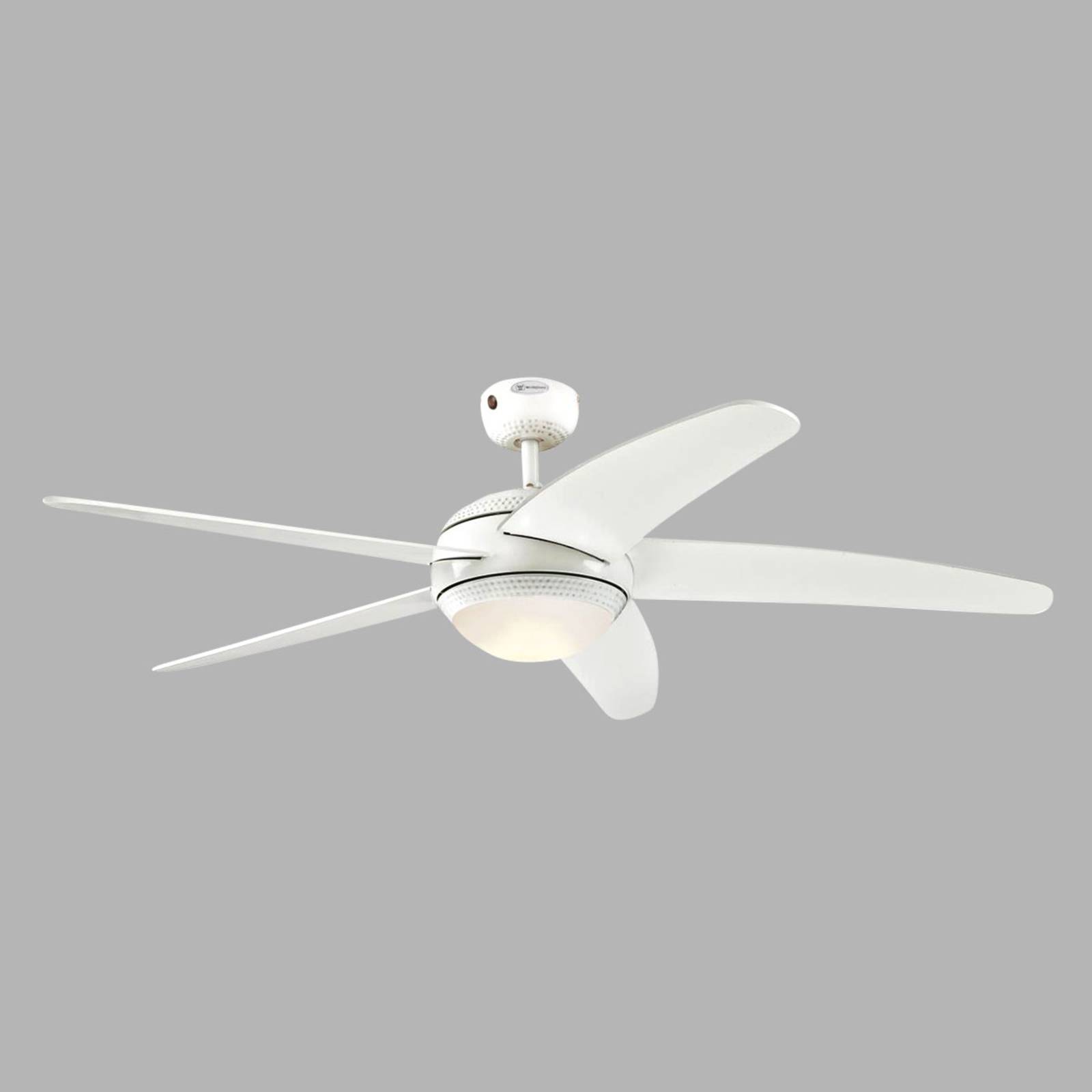 Westinghouse LED-Deckenventilator Bendan, weiß, leise dimmbar, weiß / opal, für Wohn- / Esszimmer, Holz, Modern