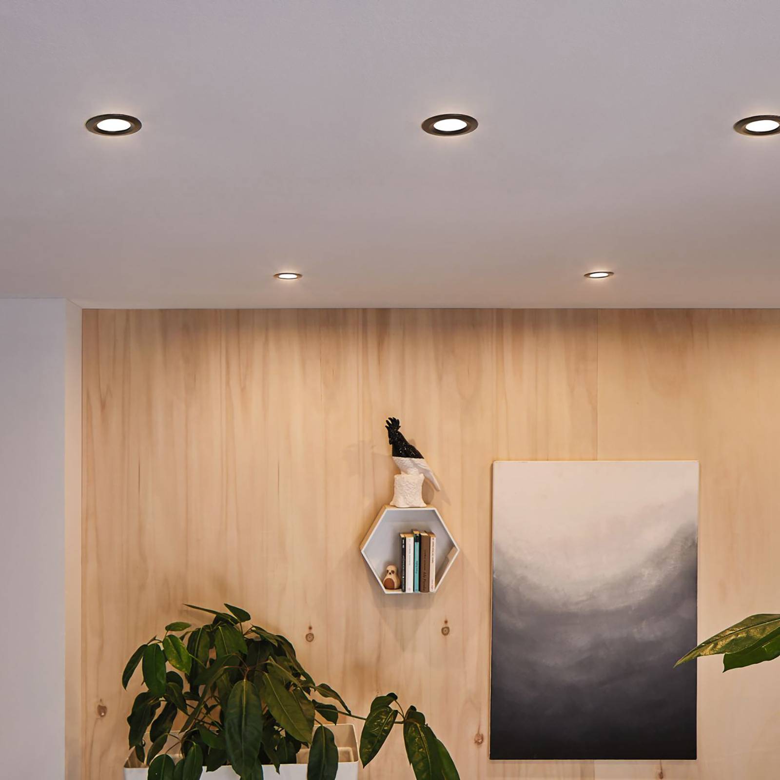 Paulmann Nova Plus Coin 3er IP44 2.700K schwarz Coin, dimmbar, schwarz, für Flurbereich, Aluminium, Modern