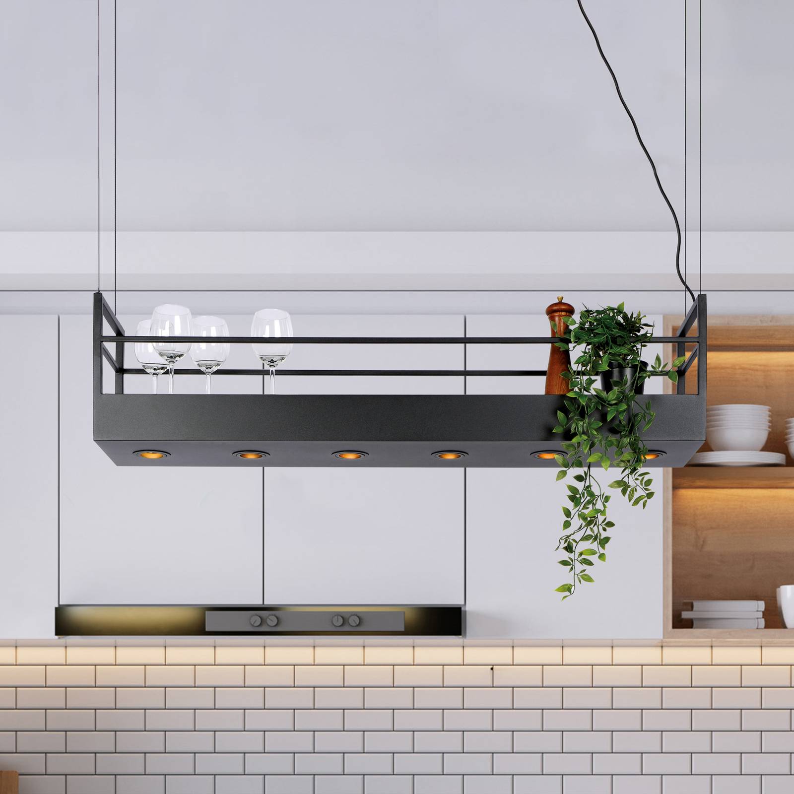 Lucide Hängelampe Miravelle, dimmbar, schwarz, für Wohn- / Esszimmer, Metall, Pendelleuchte