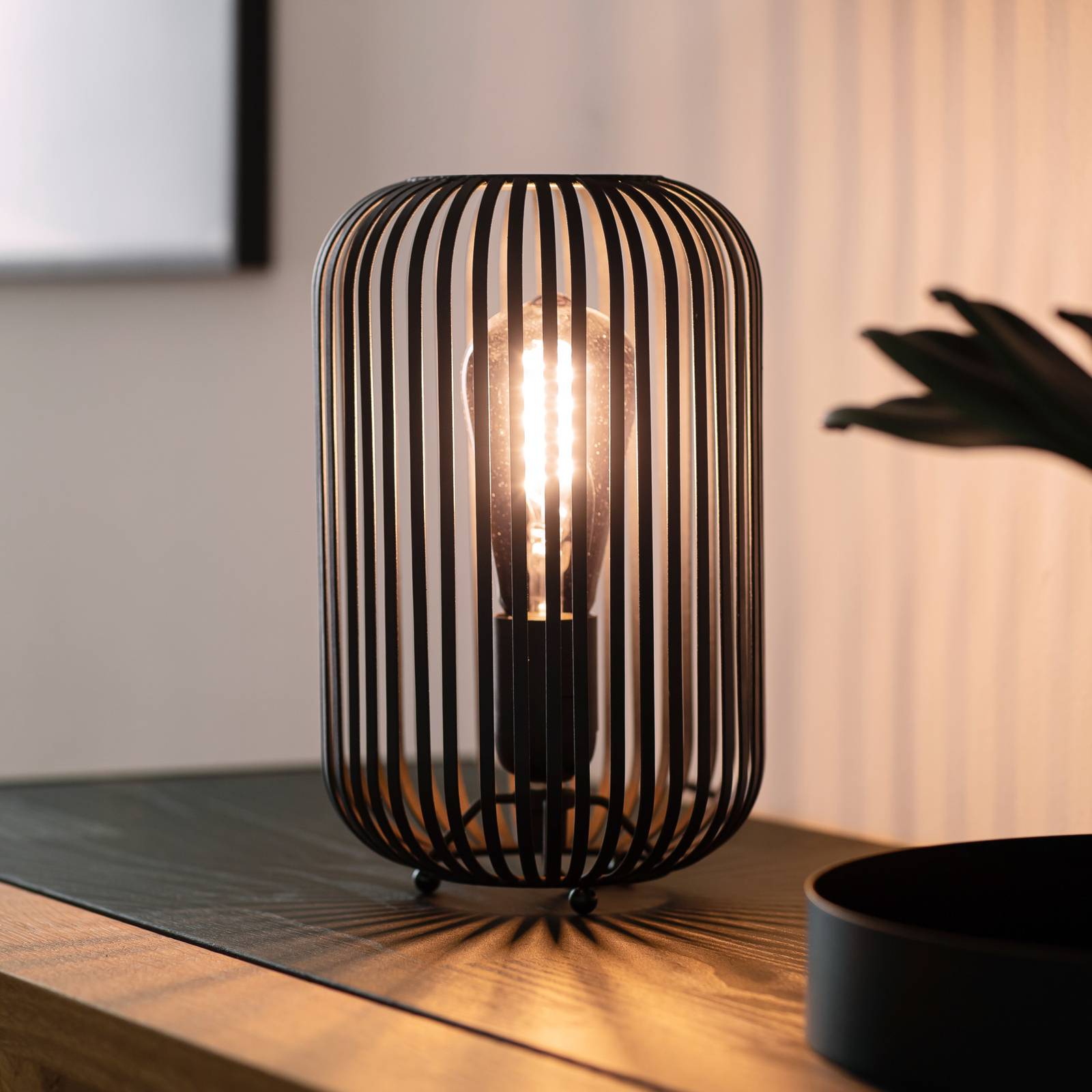 Schöner Wohnen Tischlampe Cage, schwarz, für Wohn- / Esszimmer, Metall, Tischlampe