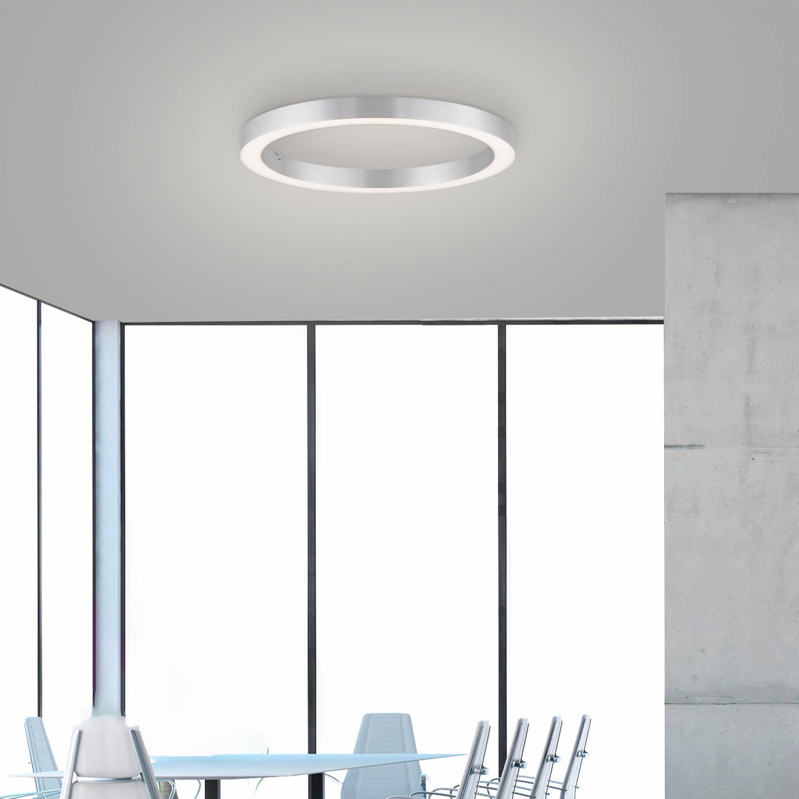 PURE LED Deckenlampe Lines Round, dimmbar, alu / grau / zink, für Wohn- / Esszimmer, Aluminium, Modern, LED Deckenleuchte