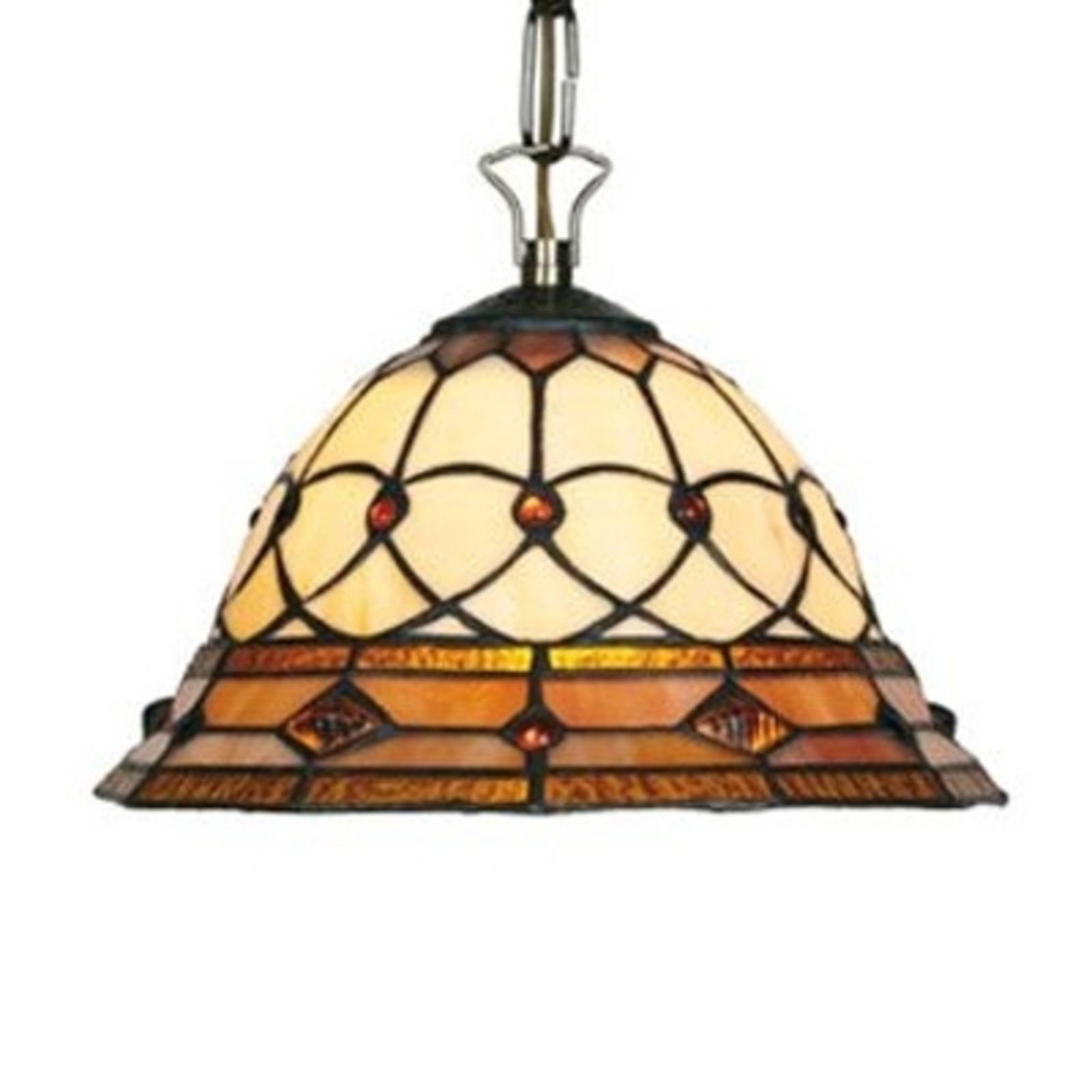 Artistar Tiffany Hängelampe ANTHEA, dimmbar, braun / rost, für Wohn- / Esszimmer, Metall, Tiffany, Pendelleuchte