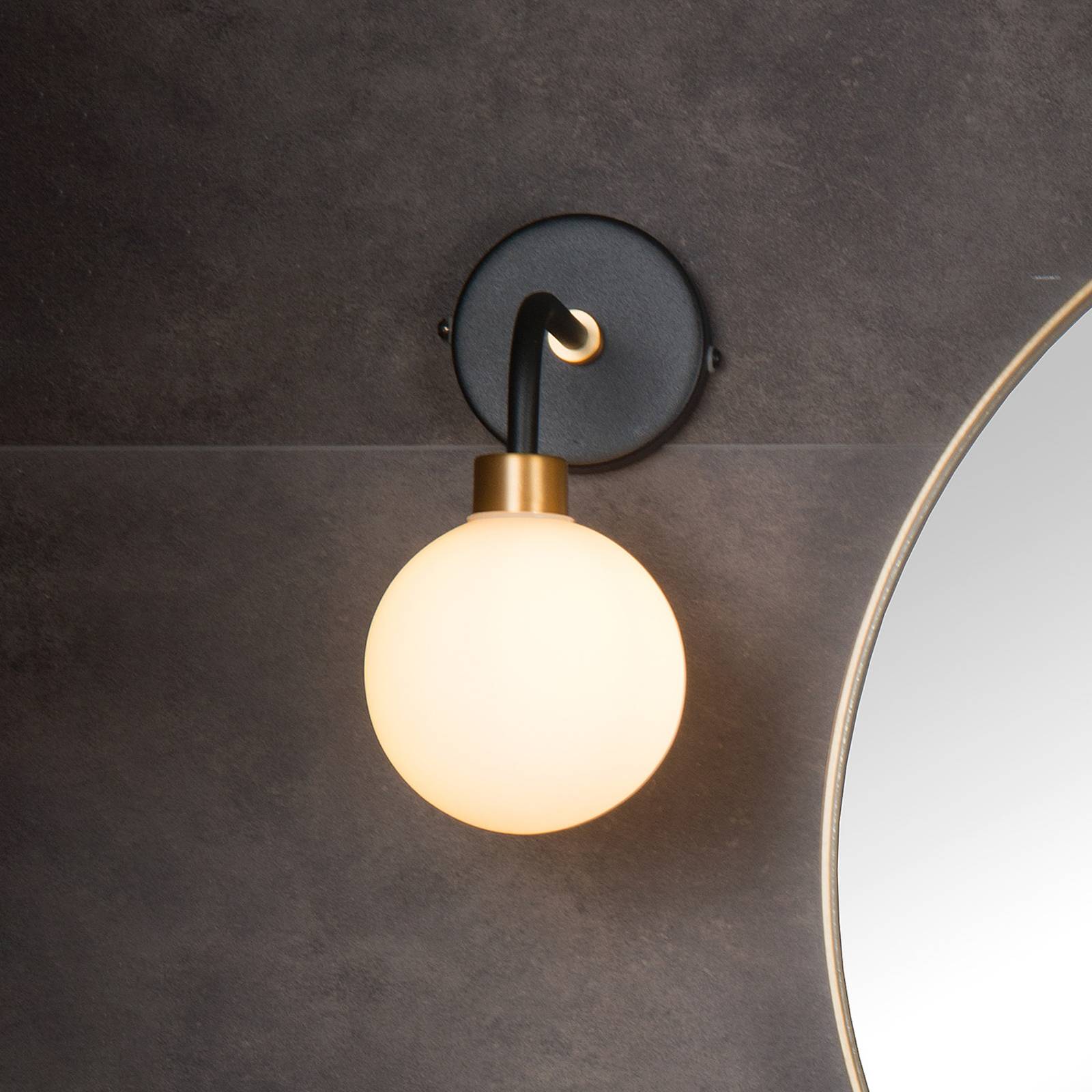 Lucide Wandlampe Berend, dimmbar, schwarz, für Badezimmer, Metall, Wandleuchte, Wandlampe Bad