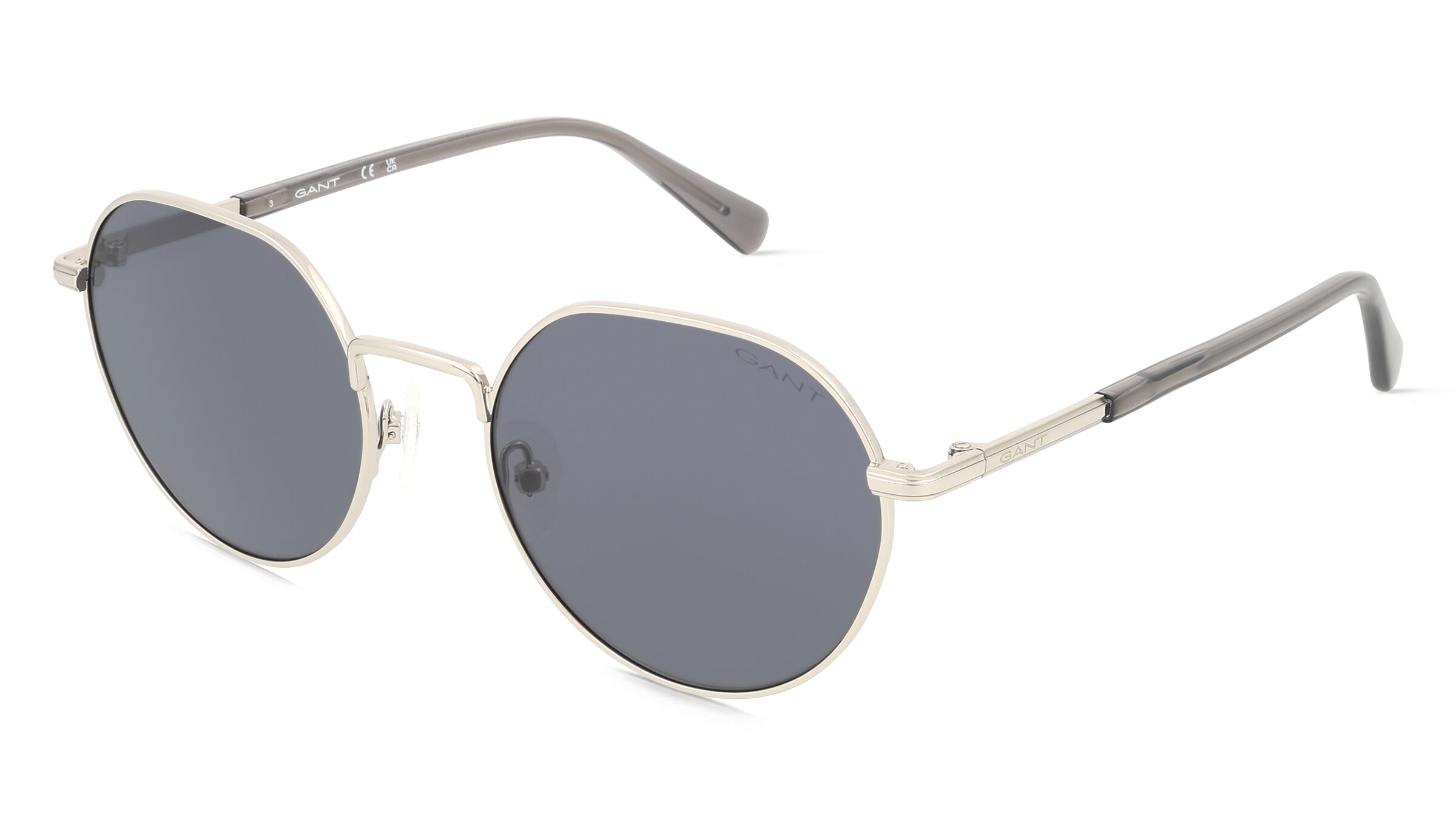 Gant GA7233 Unisex-Sonnenbrille Vollrand Rund Metall-Gestell, grau