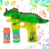 Act Now! Gomind Summer Dinosaur Bubble Blower LED Light Up Bubble Blower Outdoor Toys Kids 100ml Bubble Machine Blower Gun for Adults Kids