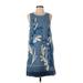 Holding Horses Casual Dress - Shift: Blue Acid Wash Print Dresses - Women's Size X-Small