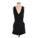 White House Black Market Romper Plunge Sleeveless: Black Print Rompers - Women's Size 2