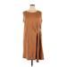 STITCHDROP Casual Dress - Shift Crew Neck Sleeveless: Brown Print Dresses - Women's Size 1X