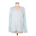 Lands' End Long Sleeve T-Shirt: Blue Color Block Tops - Women's Size Medium