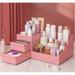 Makeup Desk Cosmetic Storage Box Organizer with Drawers Countertop Organizer for Cosmetics Elegant Vanity Holder for Brushes Eyeshadow Lotions Lipstick and Nail Polish (Pink)