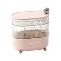 3-Layer Rotating Powder Puff Storage Box - Multi-Compartment Dustproof Organizer for Cotton Pads Cosmetics Lipsticks and Makeup Brushes