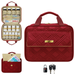 StarPlus2 Large Quilted Medicine Organizer Toiletry Bag - Red Wine (with TSA approved lock)