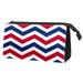 OWNTA Blue Red White Wave Pattern Makeup Organizer Travel Pouch: Lightweight Microfiber Leather Cosmetic Bag