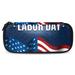 Labor Day Background American Flag Pattern Stylish Leather Toiletry Bag - Durable Travel Organizer for Men and Women - Ideal for Cosmetics Toiletries and More!