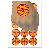 Chinese Symbol Shuangxi Marriage Double Happiness Water Resistant Temporary Tattoo Set Fake Body Art Collection - 54 1 Tattoos (1 Sheet)