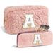 Fankiway 2 PC Initial Makeup Bag Travel Makeup Bag Makeup Pouch Make Up Bag Cosmetic Travel Bag Lamb Wool Makeup Bag Cute Makeup Bag Beauty Bag Graduation Gifts Beauty & Personal Care Products