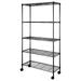 MYXIO Metal Standing Shelf Units on Wheel Casters 36 W x 14 D x 65 H Expandable/Adjustable Steel Wire Shelving Large Storage Rack Organizer (5-Tiers Black)