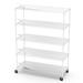 CoSoTower 5 Tier 7500Lbs Heavy Duty Adjustable Storage Rack Metal Shelf Wire Shelving Unit with Wheels & Shelf Liners - 82 H X 60 L X 24 D - White