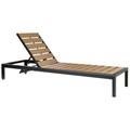 Chaise longue bois clair et noire en aluminium