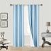 2 Pieces Faux Silk Blackout Room Darkening Window Curtain Solid Pattern With Silver Grommets Energy Efficient Noa Size 63 84 95 And 108 Long (Baby Blue 108 Extra Long)