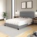 Ravenna Upholstered Platform Bed Frame Mattress Foundation With Tri-Panel Headboard And Strong Wood Slat Supports: Linen Grey Queen