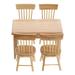 5PCS Miniature Dining Table Chair 1/ 12 House Wooden Furniture Set ( Wood Color )